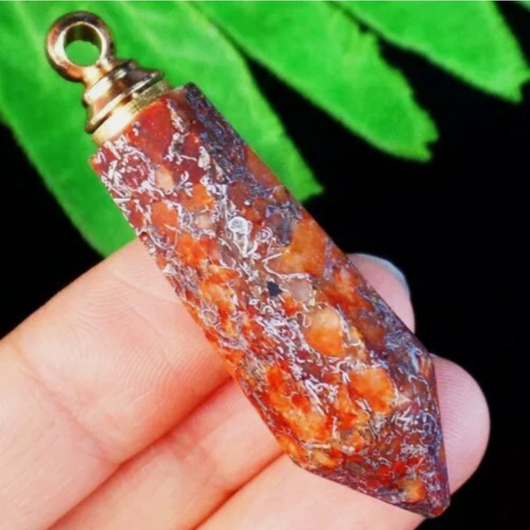 New Sea Sediment Jasper Pyrite Essential Oils Pendant. - Picture 2 of 4